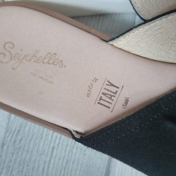 Seychelles Womens Black Ruffled Leather Slide Sandals Made In Italy Size 7.5 - Picture 4 of 7